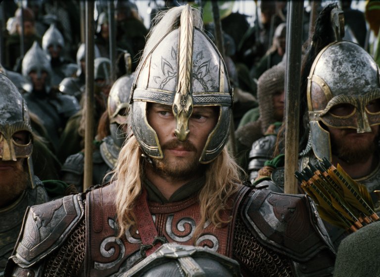 Eomer (Karl Urban) heads up Rohan soldiers